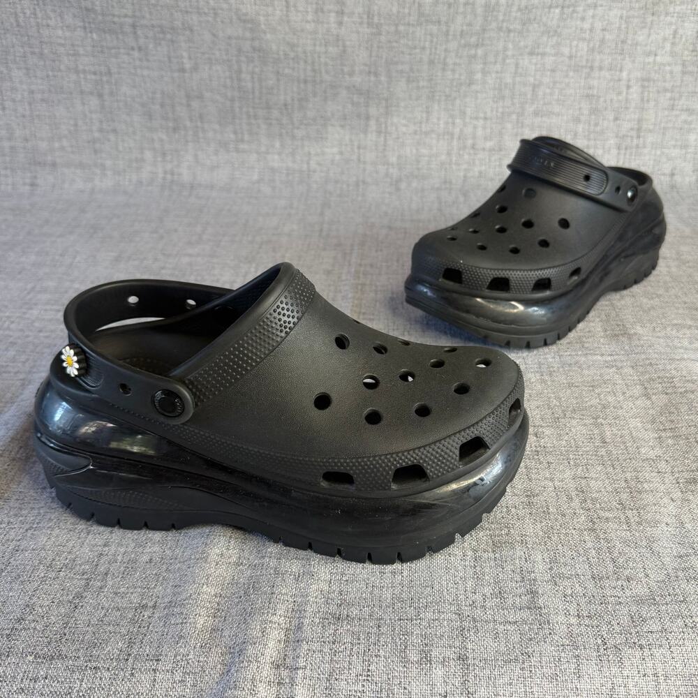 Crocs Classic Mega Crush Clog Black Platform Shoes Womens 8 Mens 6